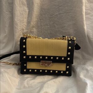 MICHAEL Michael Kors Black and Gold Crossbody Bag with Chain Strap